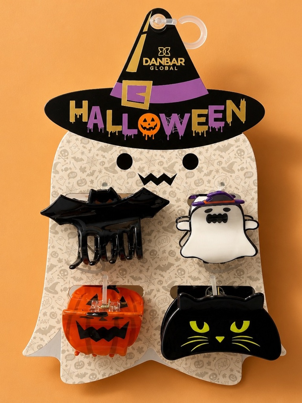 Halloween Hair Clip Set - Black, White, Orange, Purple